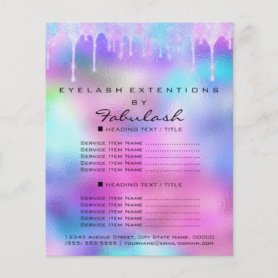 Makeup Beauty Salon Glitter Holograph Pink Unicorn Flyer