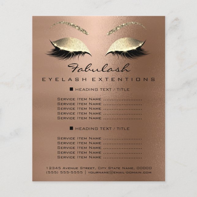 Makeup Beauty Salon Gold Glitter Flyer Skinny Lux1 (Front)