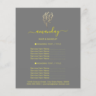 Makeup Beauty Salon Hairdresser Logo Gold Gray Flyer