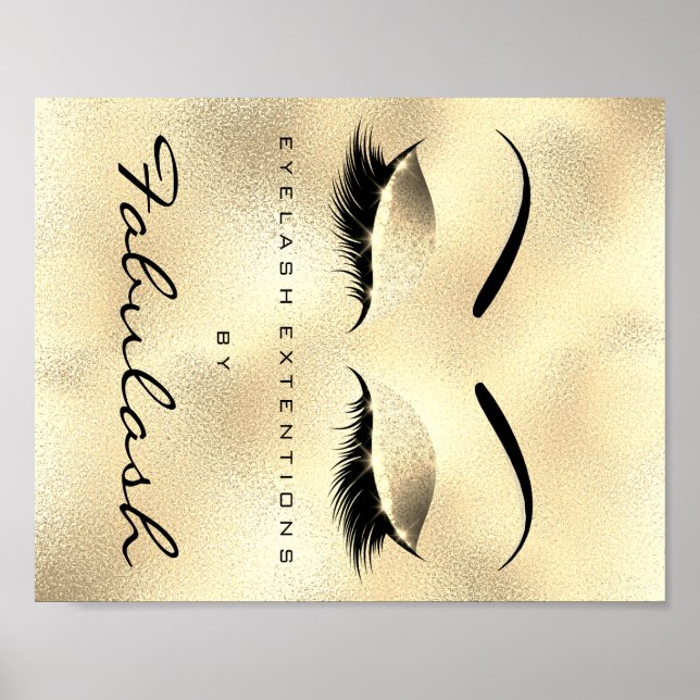 Makeup Beauty Salon Name Gold GlamGlitter Eyebrows Poster (Front)