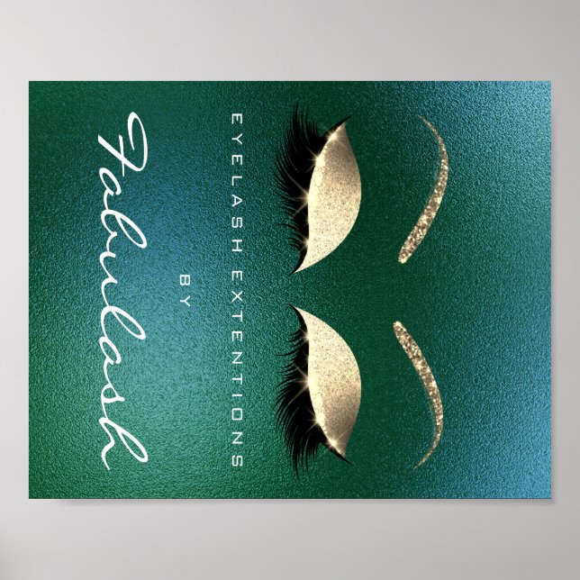 Makeup Beauty Salon Name Gold Lashes Tropical Poster (Front)