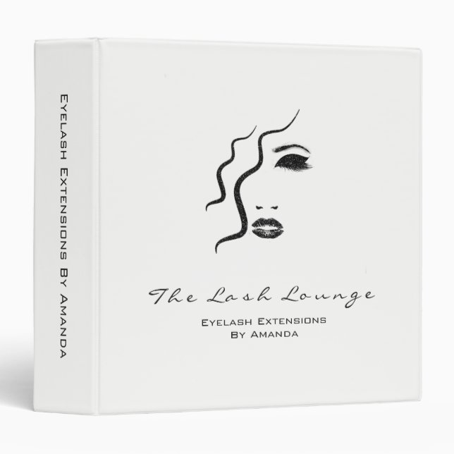 Makeup Beauty Salon Name Logo Black White Eyebrows 3 Ring Binder (Front/Spine)