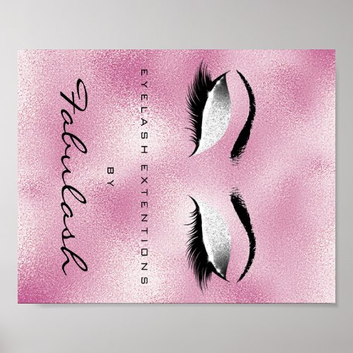 Makeup Beauty Salon Name Silver Glitter Pink Poster