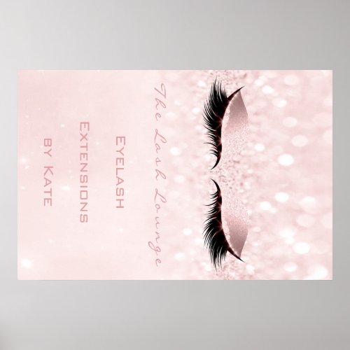 Makeup Beauty Salon Name White Pink Sparkly Lashes Poster