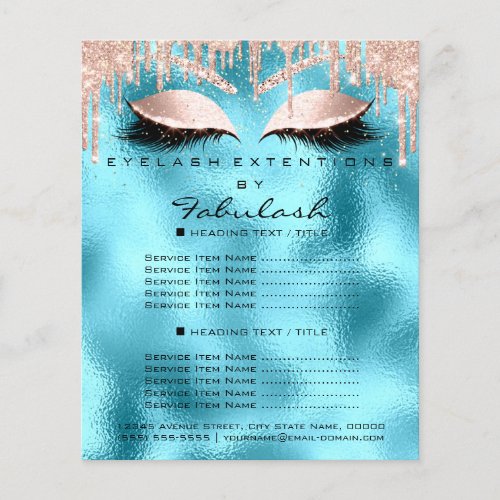 Makeup Beauty Salon Ocean  Glitter Price List Lash Flyer
