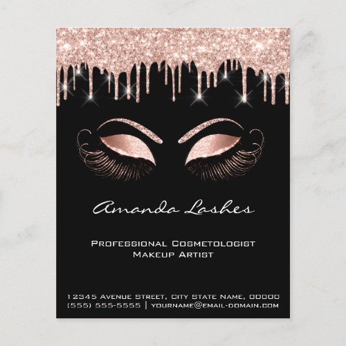 Makeup Beauty Salon Pink Glitter Flyer Spark Black