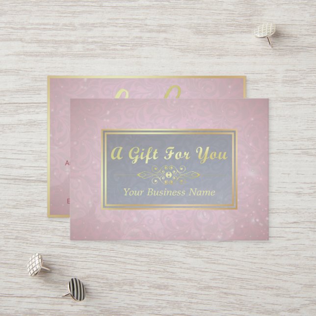 Makeup Beauty Salon Pink & Gold Gift Certificate (Front/Back In Situ)