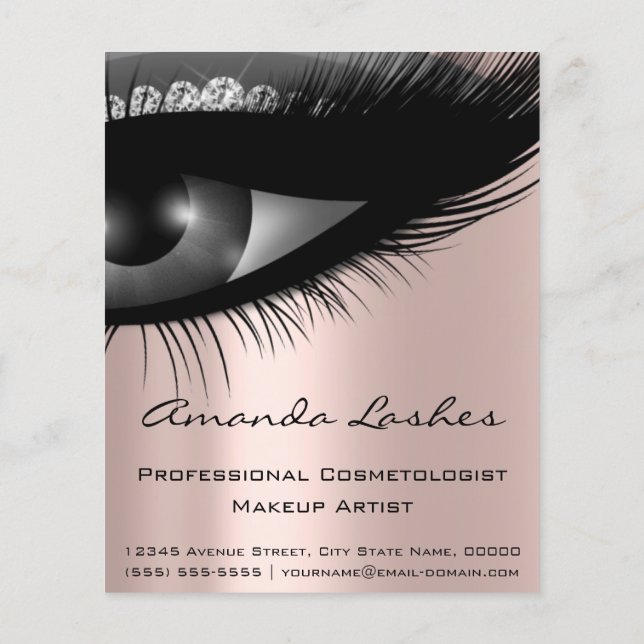 Makeup Beauty Salon Pink Grey Gray Rose Flyer (Back)