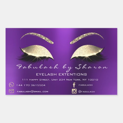 Makeup Beauty Salon Purple Adress Luxury Rectangular Sticker