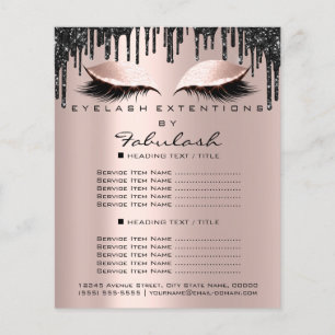 Makeup Beauty Salon Rose Black Drips Flyer Lash