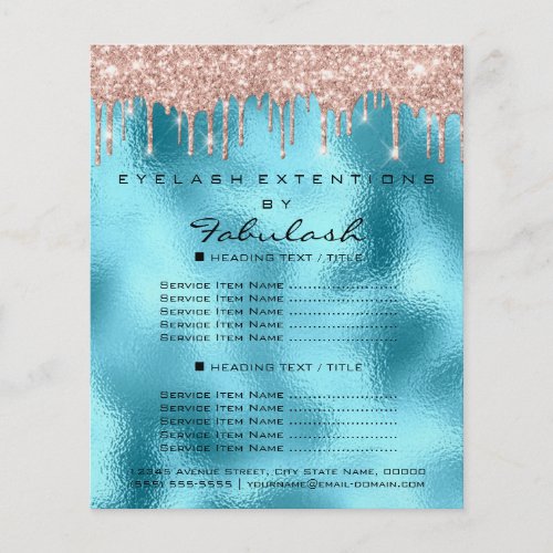 Makeup Beauty Salon Rose Glitter Blu  Drips Flyer