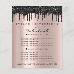 Makeup Beauty Salon Rose Glitter Flyer Black Drips