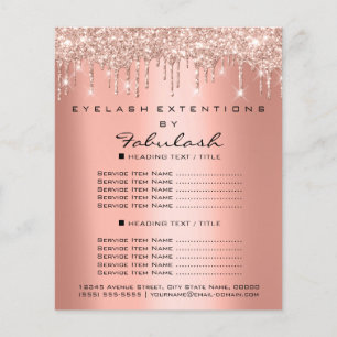 Makeup Beauty Salon Rose Glitter Flyer Coral Drips