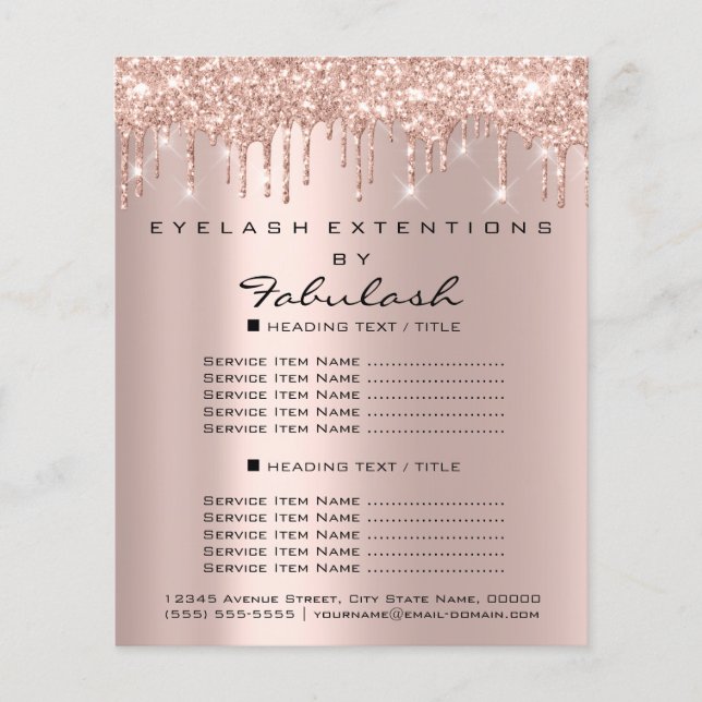 Makeup Beauty Salon Rose Glitter Flyer Drip 2 Page (Front)