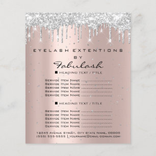 Makeup Beauty Salon Rose Glitter Flyer Gray Drips