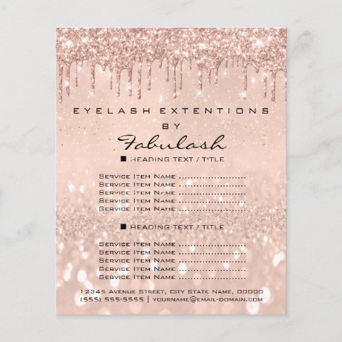 Makeup Beauty Salon Rose Glitter Flyer Prices