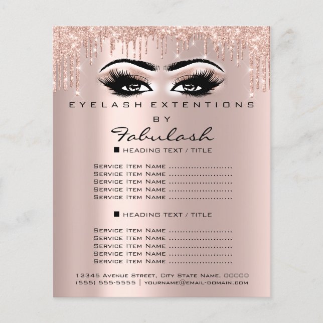 Makeup Beauty Salon Rose Glitter Flyer Spark Eyes (Front)