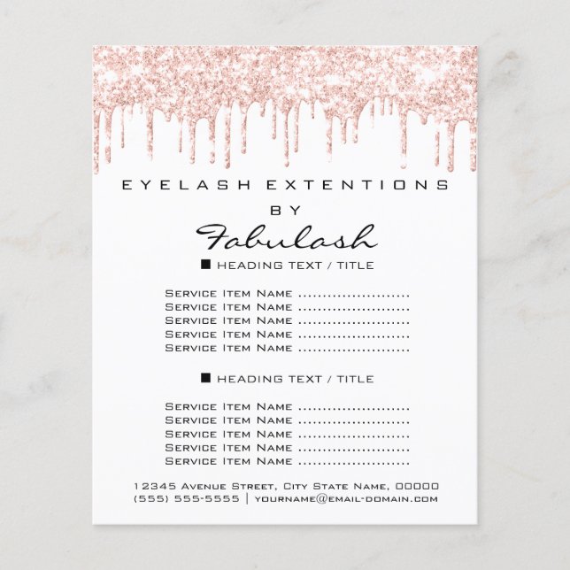 Makeup Beauty Salon Rose Glitter Flyer White Drips (Front)