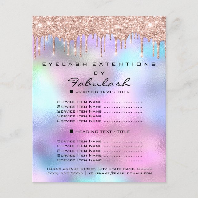 Makeup Beauty Salon Rose Glitter Holograph Hair Flyer (Front)