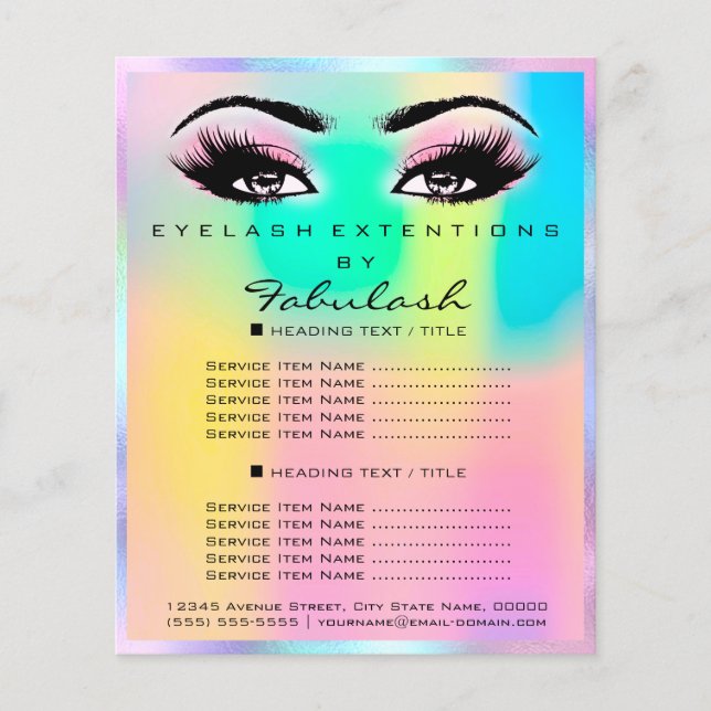 Makeup Beauty Salon Rose Glitter Holograph Lashes Flyer (Front)