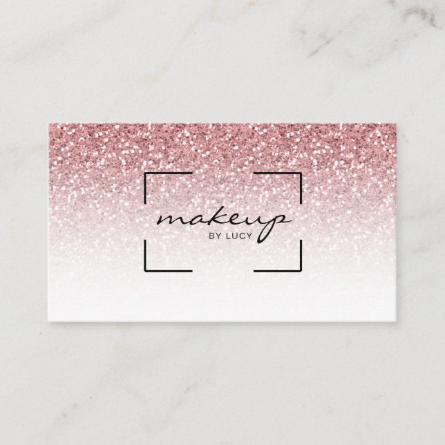 Makeup Beauty Salon Rose Gold Glitter Business Card (Front)