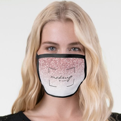 Makeup Beauty Salon Rose Gold Glitter Business Face Mask