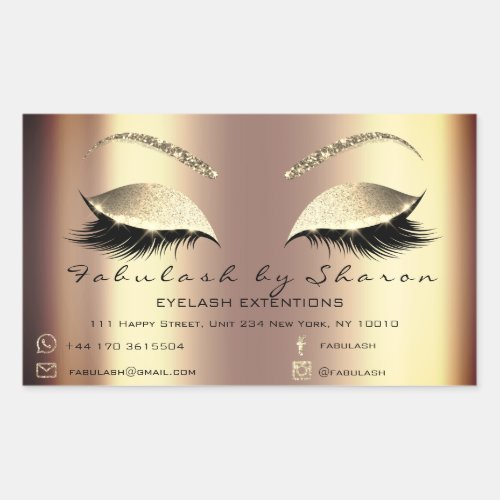 Makeup Beauty Salon Rose Skinny Adress Honey Rectangular Sticker