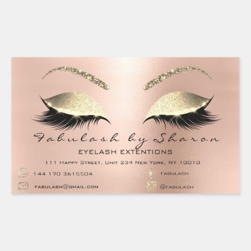 Makeup Beauty Salon Rose Skinny Adress Luxury Rectangular Sticker