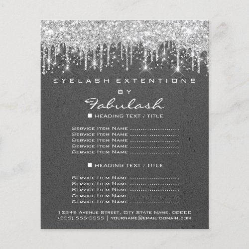 Makeup Beauty Salon Silver Drips Gray Kraft Flyer