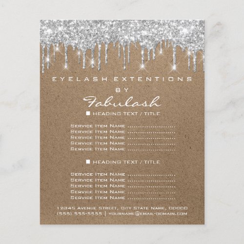 Makeup Beauty Salon Silver Drips Kraft Rustic Flyer