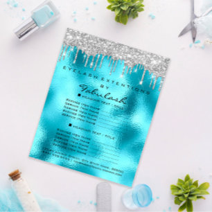 Makeup Beauty Salon Silver Glitter Blu Drips Flyer