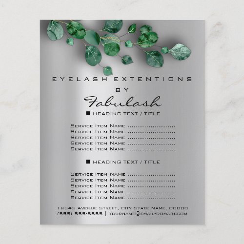Makeup Beauty Salon Silver Woodland Eucalyptus Flyer