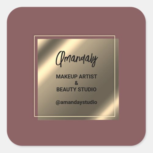 Makeup Beauty Shop Thank You Rose Gold  Square Sticker