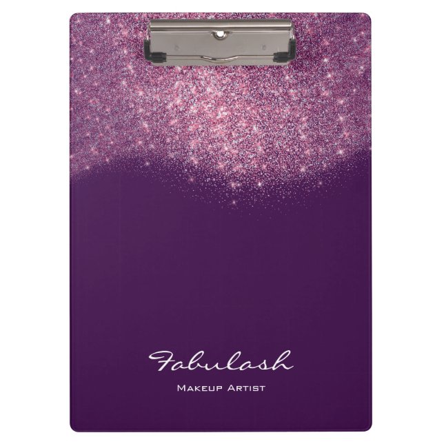 Makeup Beauty Studio Glitter Pink Purple Violet Clipboard (Front)