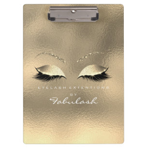 Makeup Beauty Studio Lashes Glass Gold White Clipboard