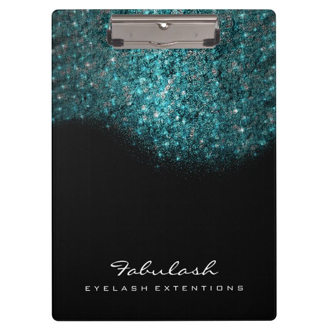 Makeup Beauty Studio Lashes Ocean Blue Sequin Clipboard (Front)