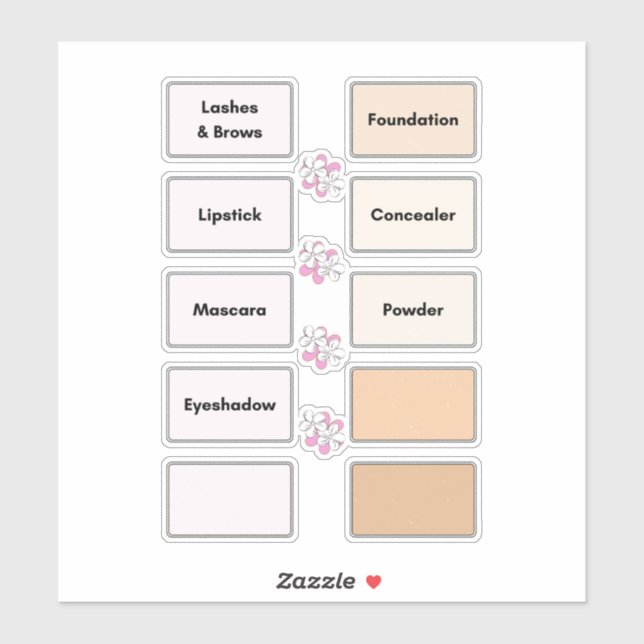 Makeup Bin Organization Vanity Vinyl Labels (Sheet)