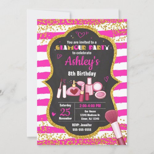 Makeup Birthday Invitation  Glamour Party