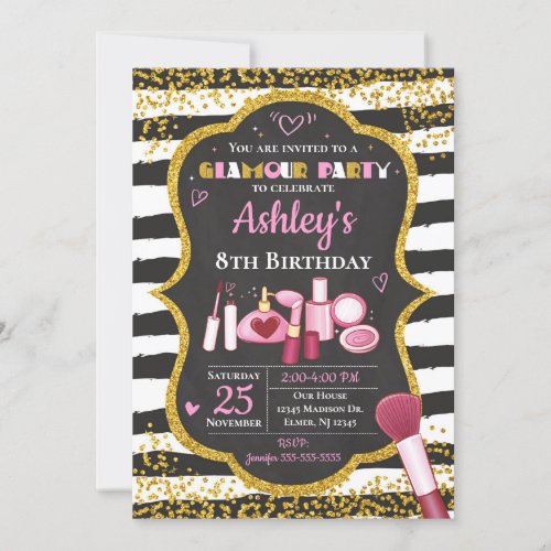 Makeup Birthday Invitation  Glamour Party