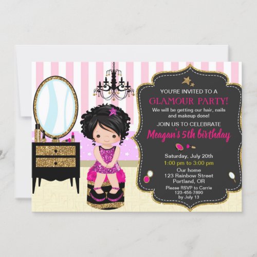 Makeup birthday invitation Glamour party invite