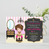 Makeup birthday invitation SPA fashion party girls (Standing Front)