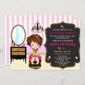 Makeup birthday invitation SPA fashion party girls (Front/Back)