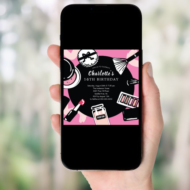 Makeup Birthday Party Invitation (Front Digital)