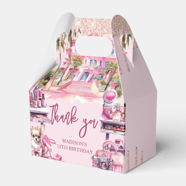 Makeup Birthday Party Personalized Favor Boxes (Front Side)