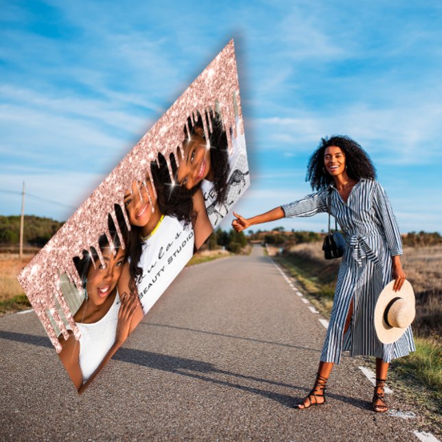 Makeup Blogger MUA Lashes Glitter Drips Rose Photo Business Card (Makeup Blogger MUA Lashes Glitter Drips Rose Photo Business Card)