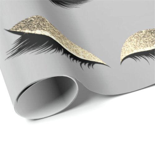 Makeup Blush Eye Beauty Silver Gold Glitter Lashes Wrapping Paper