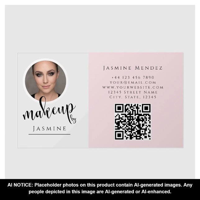 Makeup Blush Pink Photo QR Code Transparent  Clear Business Cards (Creator Uploaded)