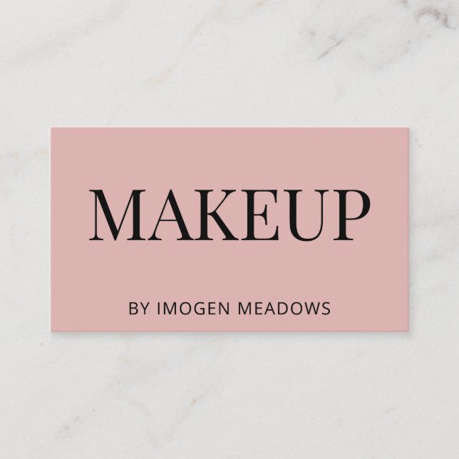 Makeup Bold Typography Dusty Pink Stylish Business Card (Front)