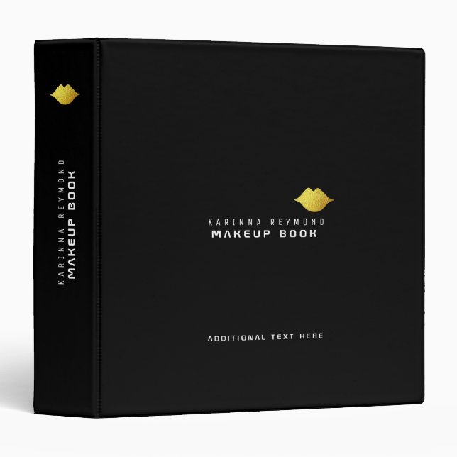 makeup-book with gold lips / makeup 3 ring binder (Front/Spine)