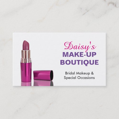 Makeup Boutique Salon Stylish Pink Purple Lipstick Business Card